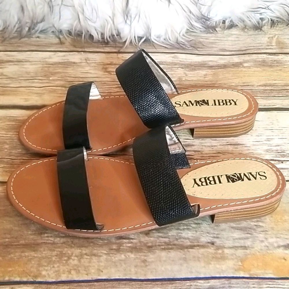 Sam & Libby Black Slides Size 8